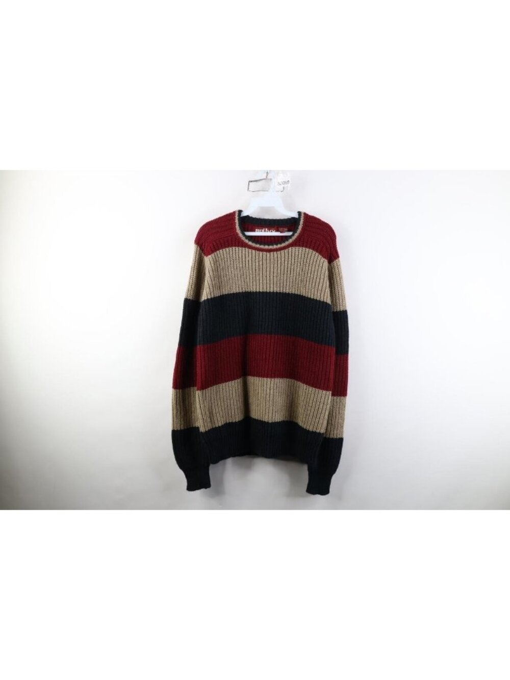 Vintage 90s Streetwear Womens XL Striped Color Block Chunky Ribbed Knit Sweater